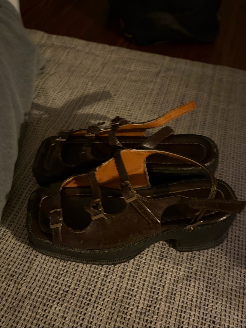 Dr. Martens lookalike Brown Strappy Platform Sandals - Picture 2 of 3